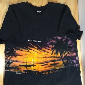 Vintage Yap Islands Sunset Seascape Landscape AOP T-Shirt